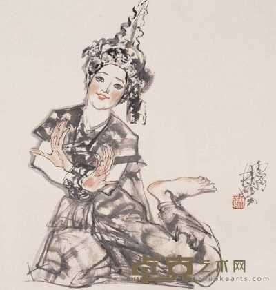 林墉 丙寅（1986）年作 舞者 镜心 69×66cm